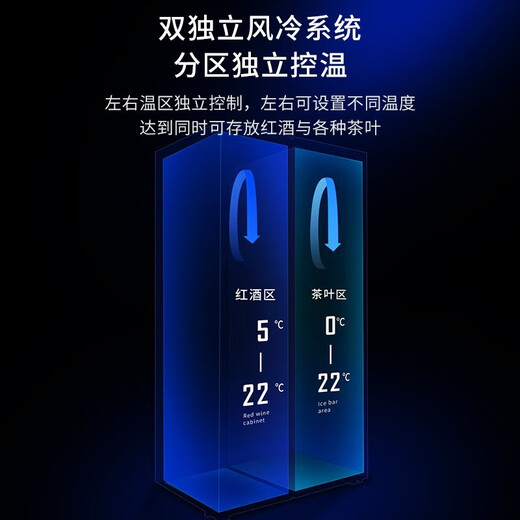 Vincase double-door wine cabinet constant temperature wine cabinet moisturizing large capacity air-cooled double-door refrigerator embedded wine cabinet home living room commercial display cabinet tea and liquor fresh cabinet 1.9 meters dual temperature zone (ice bar + ice bar) 800L thin 550mm deep