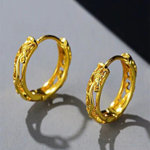 Fat Donglai's same style 18k color gold earrings, gold earrings, ear buckles, gold retro hoop earrings, women's wedding gift, twisted rope twist earrings