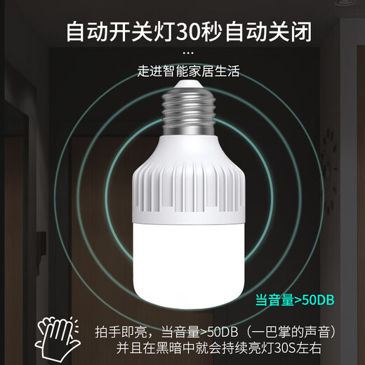 Guan'an sound and light controlled LED light radar human body induction light smart factory workshop warehouse E27 screw bulb Beijing warehouse delivery radar induction 20W