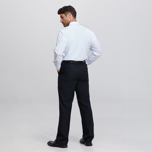 Dibinze plus size business formal trousers men's plus size loose straight black suit trousers black 6XL