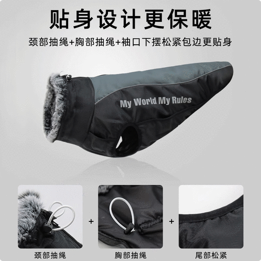 Super durable dog clothes for winter for large dogs, warm golden fur-edged shepherds, Doberman clothes, 2025 windproof and snowproof cotton coat, grapefruit red, 3XL size (chest 64, back length 52)