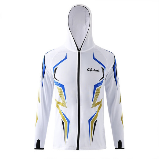 SENLANDA fishing sun protection clothing men's ice silk summer anti-mosquito breathable quick-drying hooded sea fishing fishing clothing with custom printing white S code 90-115 Jin Jin equals 0.5 kg