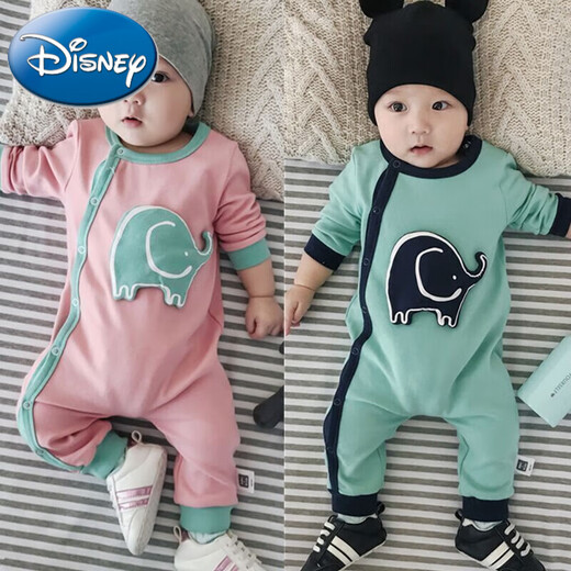 Disney (Disney) pure cotton baby jumpsuit for boys and girls, spring and autumn, toddler children's clothing, pajamas, baby clothes, newborn bag fart clothes for going out, white Snoopy, long sleeves, spring and autumn style, 90cm 20-24Jin Jin is equal to 0.5 kg