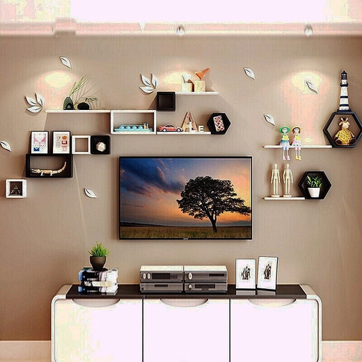 City code piano paint ready stock wall shelf living room TV background wall creative grid room C19-Package R
