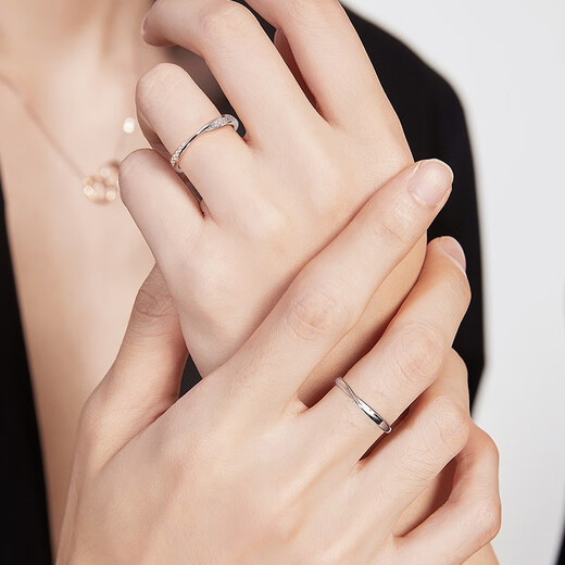 LAOLATU brand platinum couple ring for women PT950 platinum pair ring Spring Festival and New Year gift for girlfriend and wife, light luxury model-diamond model, free engraving