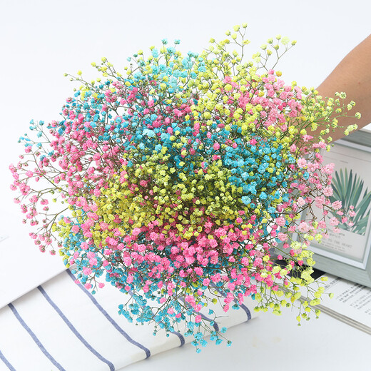 AIMAN Yunnan straight-haired dried flower bouquet real flower home furnishing decoration small fresh living room office decoration air-dried bouquet lemon yellow gypsophila without vase