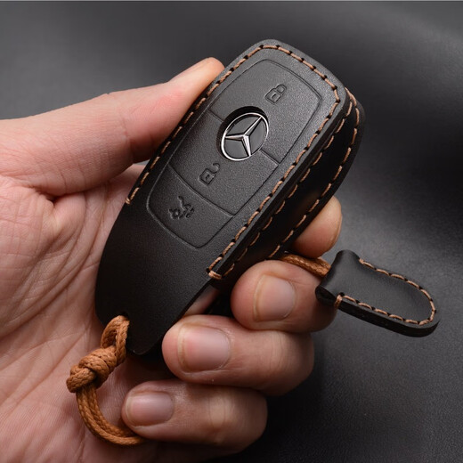 梵之静适用奔驰E300L钥匙套C260/S350/GLB/GLS/GLC/A200级汽车真皮扣包 奔驰-B款经典黑-小怪兽