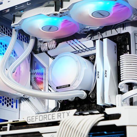 TCOMAS titanium tantalum SJ-A080 360 black integrated CPU water cooling radiator large cold head thickened cold exhaust fan ARGB light effect supports intel/AMD