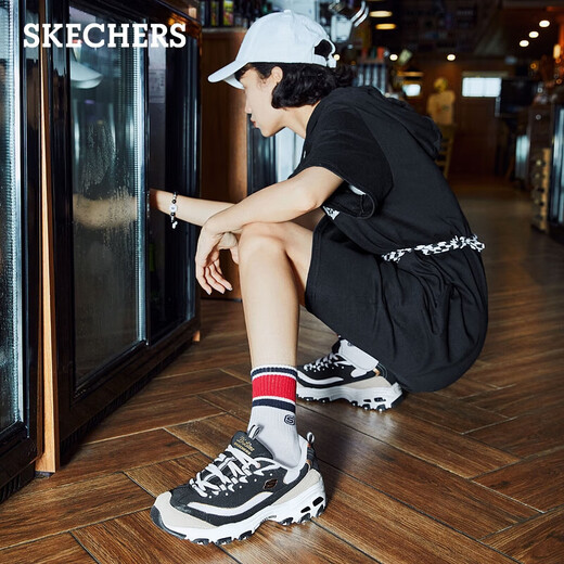 Skechers New Year Gift Black and White Gold Panda Shoes Winter Couple Shoes Retro Dad Shoes Casual Sports Shoes 66666228