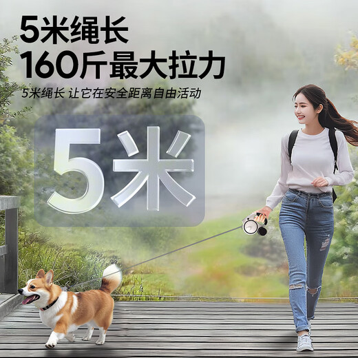 HELLOJOY automatic traction rope with light retractable dog chain small and medium-sized dog walking dog rope explosion-proof black 5 meter rope length