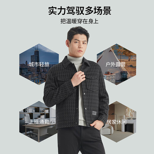 Lilang Woolen Jacket Men's Jacket Winter Down Jacket Men's Short Woolen Coat Black Green 180/96A