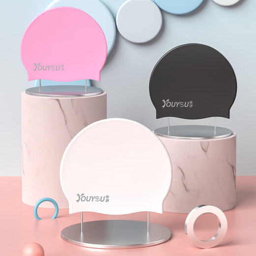 You swimming cap silicone waterproof unisex long hair ear protection high elastic comfort professional training competition swimming cap 7814 black