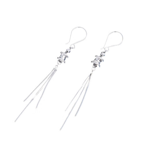 Lao Fengxiang platinum small waist tassel earrings ear wire platinum earrings platinum jewelry white gold about 4g