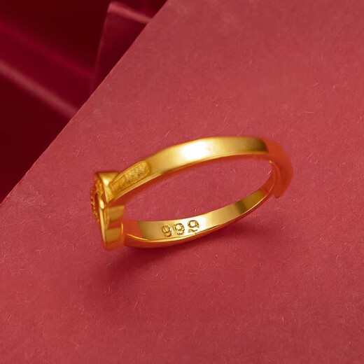 Dongzhitiandi imitation Vietnamese sand gold ancient ring for women, simulated fake gold ring opening, adjustable engagement wedding pose props, double heart open ring, 1 single ring box