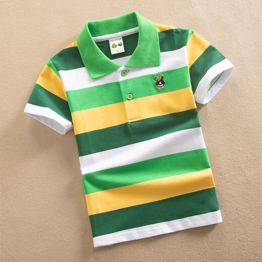 Kinderbekleidung Jungen Kurzarm-T-Shirt Kinder-Sommerkleidung 2024 neue mittlere und große Kinder halbärmeliges Revers gestreiftes POLO-Shirt-Oberteil 9214 Kurzarm 110