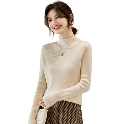 She enjoys half-turtle collar 100% pure woolen sweater for women in autumn and winter, wool sweater for women. Recommended 90-125Jin Jin is equal to 0.5 kg