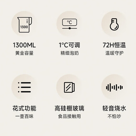 ZEMKON German health kettle, kettle, glass kettle body, constant temperature kettle, electric kettle, household milk regulator, milk warmer, office filter, separated tea kettle 1.3L, scented tea model - 316L steel plate + filter 1.3L (off-white)