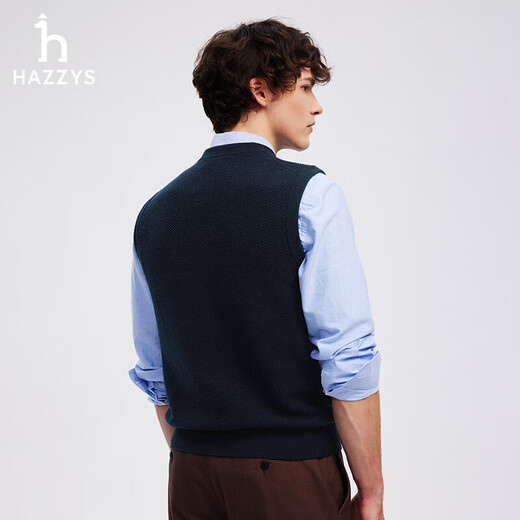HAZZYS Men's Versatile Vest Henley Collar Wool Vest ABYZD0BCD10 Navy Blue NV 170/92A46