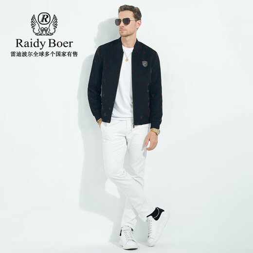 Raidy Boer/Raidi Boer woolen men's autumn and winter flocked presbyopic jacket 3012-79 black flower 175/50/L