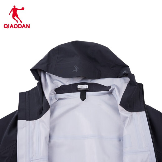 Jordan QIAODAN mountain god hard shell jacket for men and women, sports windbreaker, waterproof outdoor mountaineering jacket, black L 175