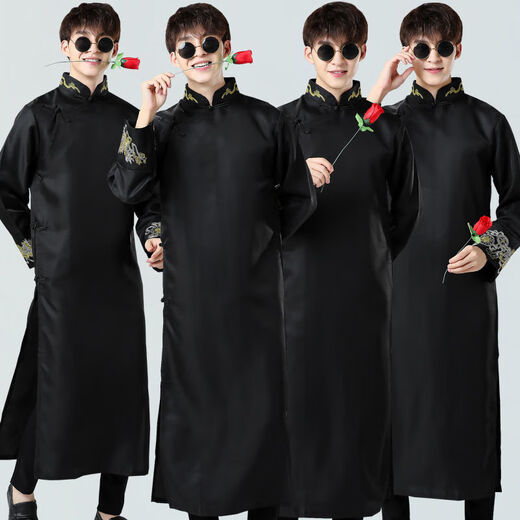 Yuxing Xiaohao Groomsmen's Clothes Chinese Wedding Dress Style Brotherhood Clothes Wedding Crosstalk Coat Group Service Mandarin Burgundy Embroidery Style Glasses and Roses 2XL 180 Codes 140Jin Jin is equal to 0.5kg to 165Jin Jin is equal to 0.5kg