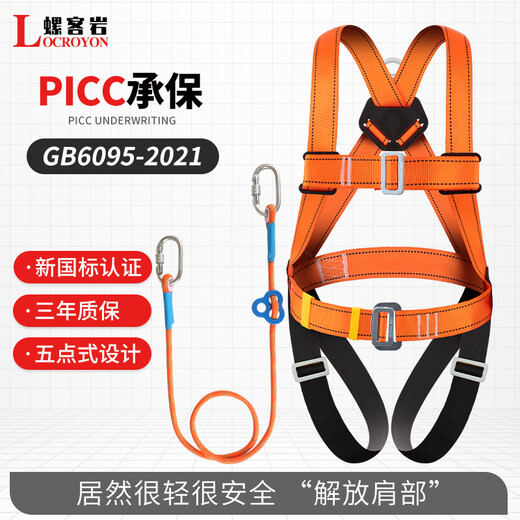 Luokeyan five-point safety belt, high-altitude working safety rope, full-body anti-fall national standard, single small hook 5 meters, Beijing warehouse flash delivery