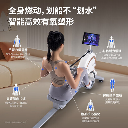 RIDO rowing machine self-generating household rowing machine magnetically controlled intelligently adjusted resistance indoor aerobic and anaerobic fitness equipment W2 fully intelligent self-generating-electric storage