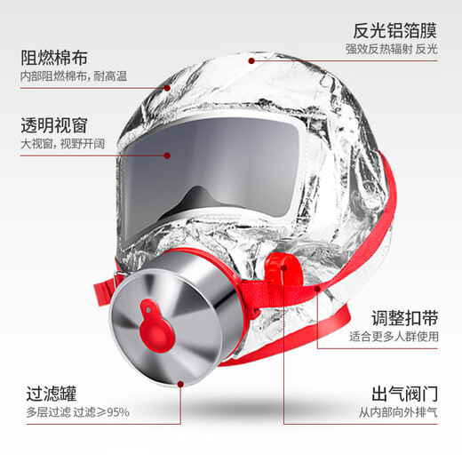 Huangchi fire emergency kit gas mask water-based fire extinguisher fire blanket fire escape fire safety 4-piece set