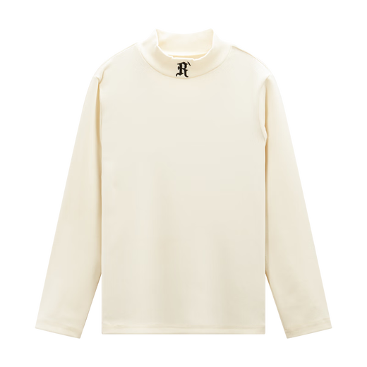 Zuoxi Boys Half Turtle Collar Children's Bottoming Shirt 2025 New Boys Winter Wear Long Sleeve T-Shirt Off-White 160