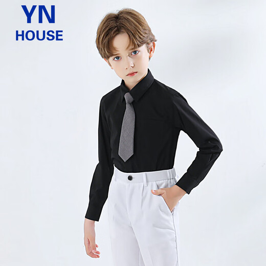 Innovo Children's Shirt Black Long Sleeve Pocket Boys Shirt Black Long Sleeve 150CM