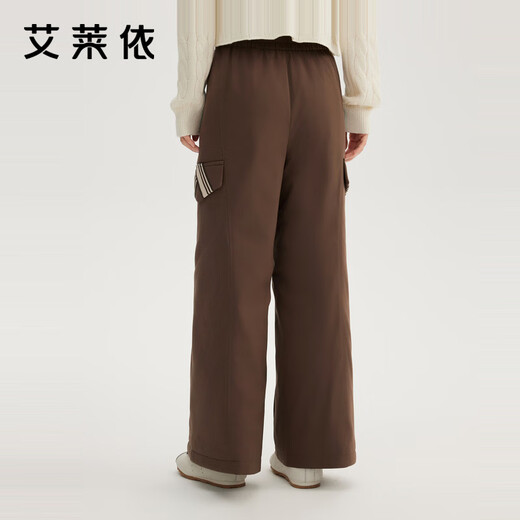 Ai Lai fashionable down pants autumn and winter simple slightly flared warm straight casual versatile commuting trousers raccoon brown M