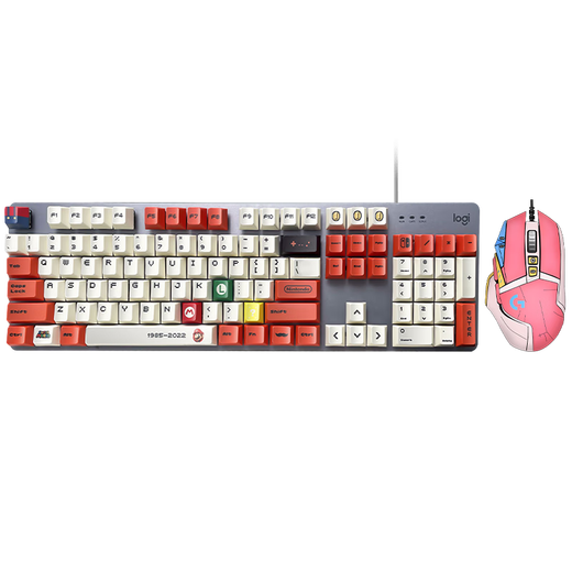 罗技（Logitech）K845 有线游戏机械键盘 G502 HERO 电竞有线鼠标 游戏鼠标 电竞键鼠游戏套装 G502HERO-淘气粉粉贴纸+K845红轴