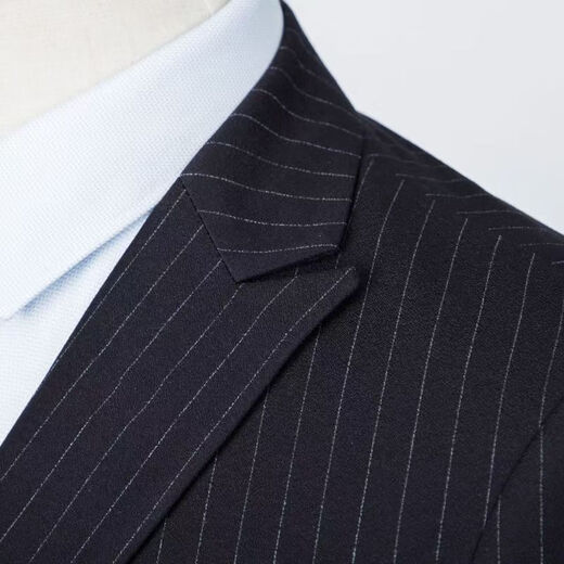 Pierre Cardin Suit Men's Business Casual Double-breasted Professional Formal Small Suit Men's Striped Groom's Wedding Groomsmen's Dress Black 1881 (Suit+Trousers) Anti-wrinkle 3XL/190 (165-180Jin Jin equals 0.5kg)