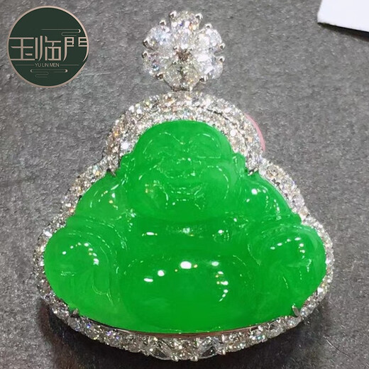 Yulinmen customization supports customization of Laokeng A goods jade carving, ice seed Maitreya Laughing Buddha pendant, jade 18K gold inlaid pendant, customer selection has been contacted - final payment is 4,000