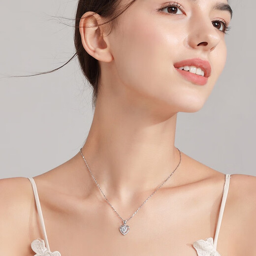MZMZ platinum necklace for women pt950 platinum clavicle chain fashion pendant Valentine's Day birthday gift for girlfriend and wife pt950 platinum necklace + heart of the ocean white diamond pendant