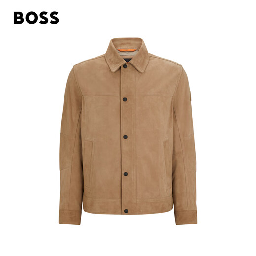 BOSS Men's 2024 Summer New Regular Fit Casual Jacket Leather 246-Brown 48