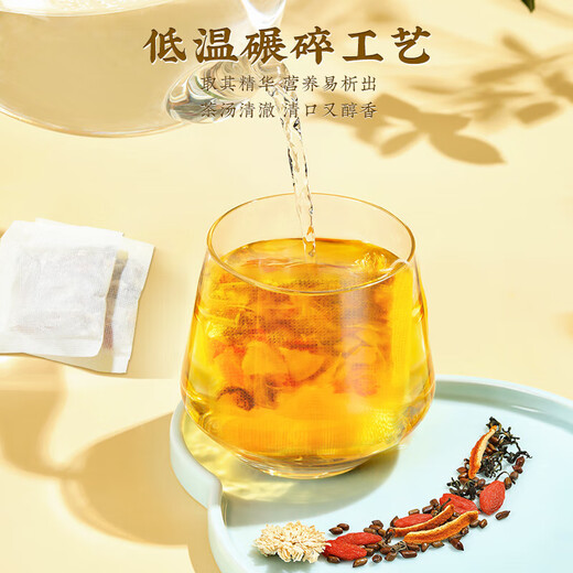 Maulbeerblatt-Doppelmelonentee, Bittermelone, Wintermelonenschale, Chrysanthemen-, Wolfsbeer- und Kassiasamentee, Blutmaisseidenzucker, gepresster Grüngeld-Weiden-Gesundheitstee 5 g*150 Packung, Chrysanthemen-, Wolfsbeer- und Kassiasamentee.