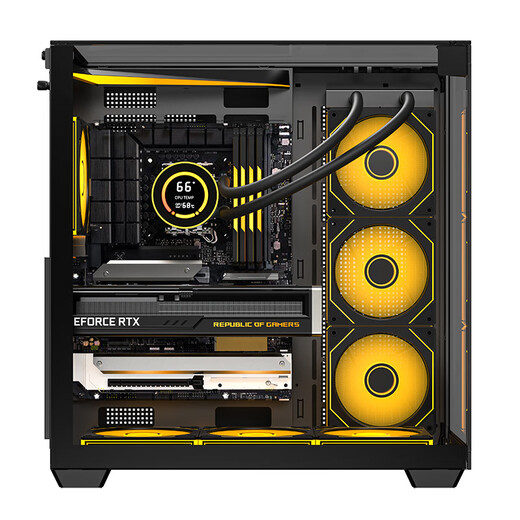 AOC星海CG409B黑色 游戏电脑海景房机箱 三面玻璃立体全景/快拆设计/支持ATX主板/360水冷位/穹顶灯条