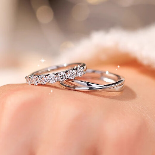 MZMZ Platinum Couple Ring PT950 Platinum Diamond Pair Ring Pair Requesting Engagement Valentine's Day Birthday Gift for Girlfriend Luxury Style - Endless Love Pair Ring Available Live/Closed