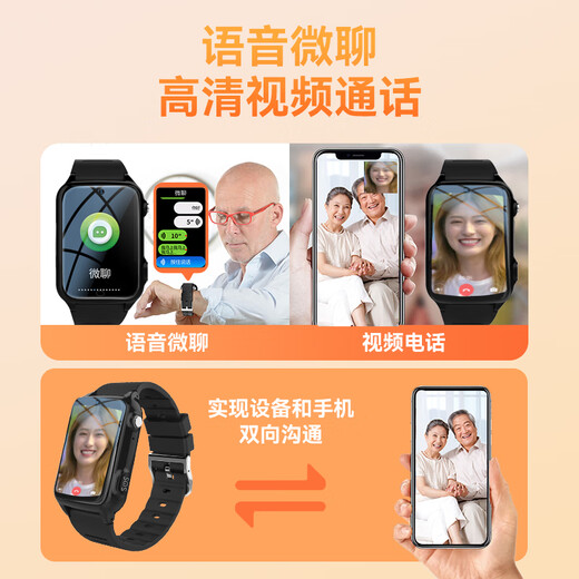 Doctor Meow Telefonuhr für ältere Menschen, Positionierungsuhr, Tracker, Sturzalarm für Erwachsene, Gesundheitsüberwachung, Blutdruck, Herzfrequenz, Videoanruf, Smartwatch, Anti-Fall-Armband, nationale Subventionierung, volle Netcom-Präzise Positionierung + Sturzalarm + Fernüberwachung + Leben wasserdicht