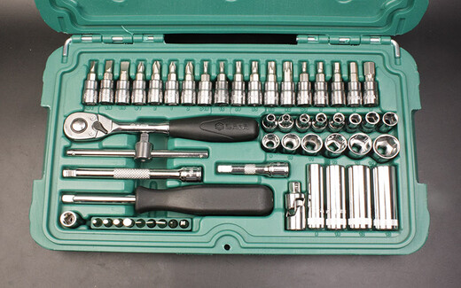 
Shida 1/4 Xiaofei 52-piece sleeve wrench set 09002 Auto repair quick small ratchet wrench tool box accessories Xiang 5mm short sleeve-11304