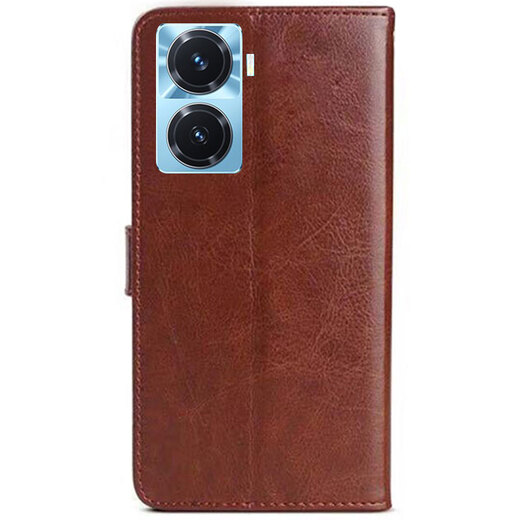 Ajun Keke vivoy77 mobile phone case clamshell leather case V2219A silicone protective cover BBK Y77 shell VIVO Yaqiqi all-inclusive anti-brown brown@craftsmanship@+full screen tempered film+lanyard vivo Y77