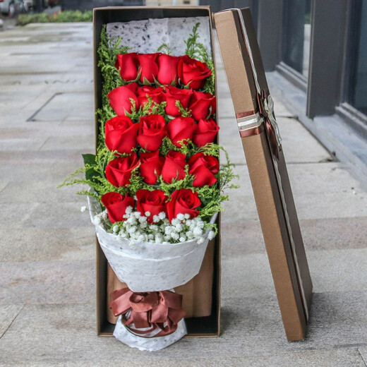 Laiji Flower Express Rose Gift Box Bouquet Confessing Love to Girlfriend Birthday Gift Nationwide Delivery 19 Red Rose Gift Box The Rest of My Life Is Yours