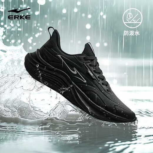 Hongxing Erke Men's Shoes Autumn and Winter New Black Sports Shoes Warm Running Shoes Water-Repellent Running Shoes Men's Leather Shoes Meteor Recommended Model-Water-Repellent Leather Black 42