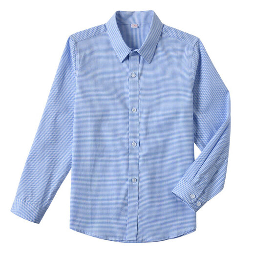 SexeMara children's school uniform shirt boys cotton long-sleeved tops middle school students college style houndstooth blue plaid shirt men's houndstooth shirt 140cm