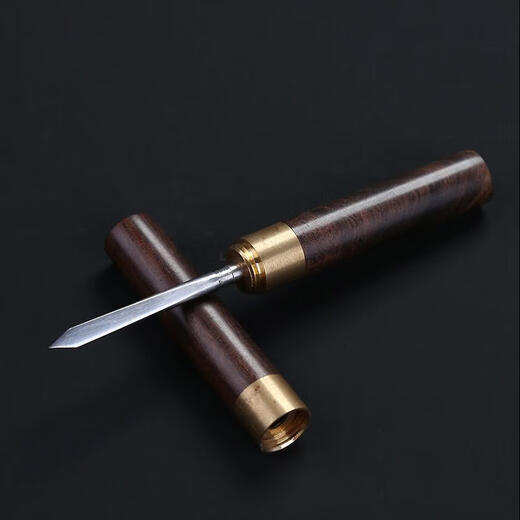 Mumer Pu'er tea knife ebony rosewood handmade copper parts black tea knife stainless steel tea knife tea needle tea cone tea pry purple sandalwood Damascus carved tea knife