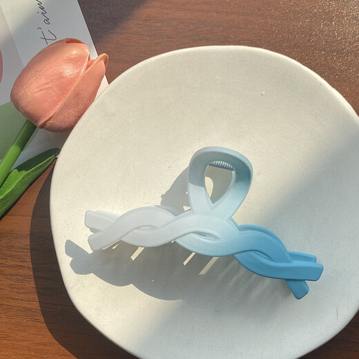 Rong Xia Gradient Color Twist Frosted Clip Sweet Girl Large Shark Clip Hair Clip Korean Simple Ins Hair Accessory F167 Yellow 11cm