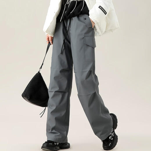 YAYA Down Pants Women's 2024 Winter New Duck Down Fashion Versatile Slim Pants Thickened Warm Pants FLFX Black M