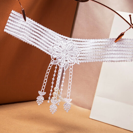 Sexy lingerie European and American hot one-thread thong women's flirting beaded friction see-through tassels gray blue one size fits all (suitable for 80-120 Jin Jin equals 0.5 kg)