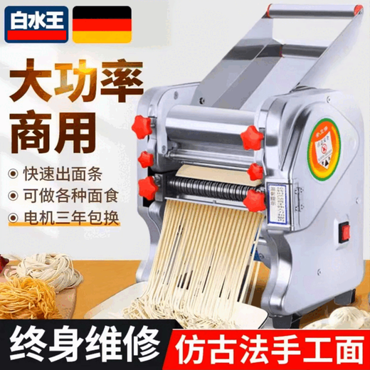 白水王电动面条机制面家用全自动小型饺子皮压面机商用不锈钢大型一体式 100％纯铜电机尊贵款200型550瓦